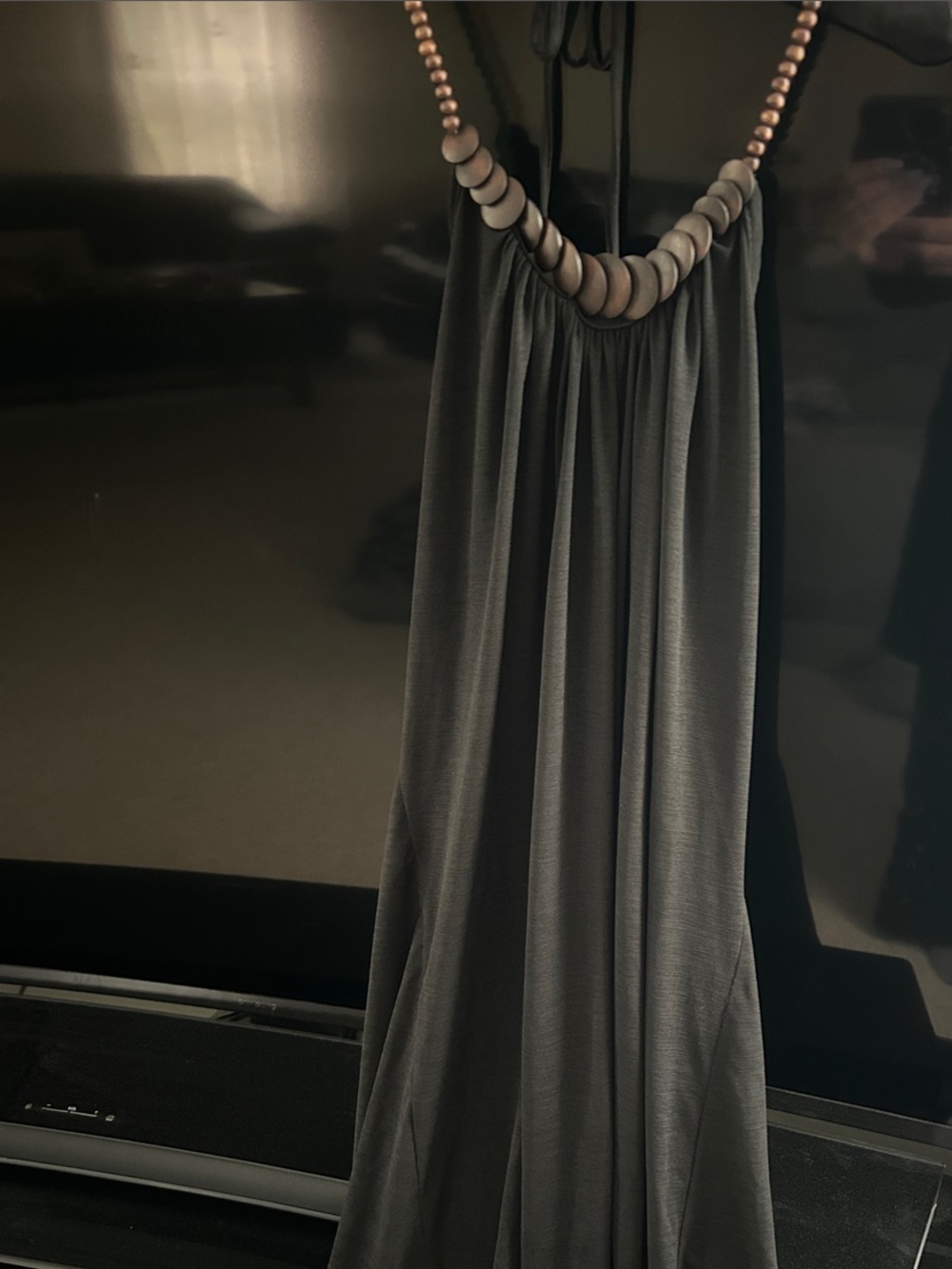 BCX Black Backless Maxi Dress with Beaded Neckline